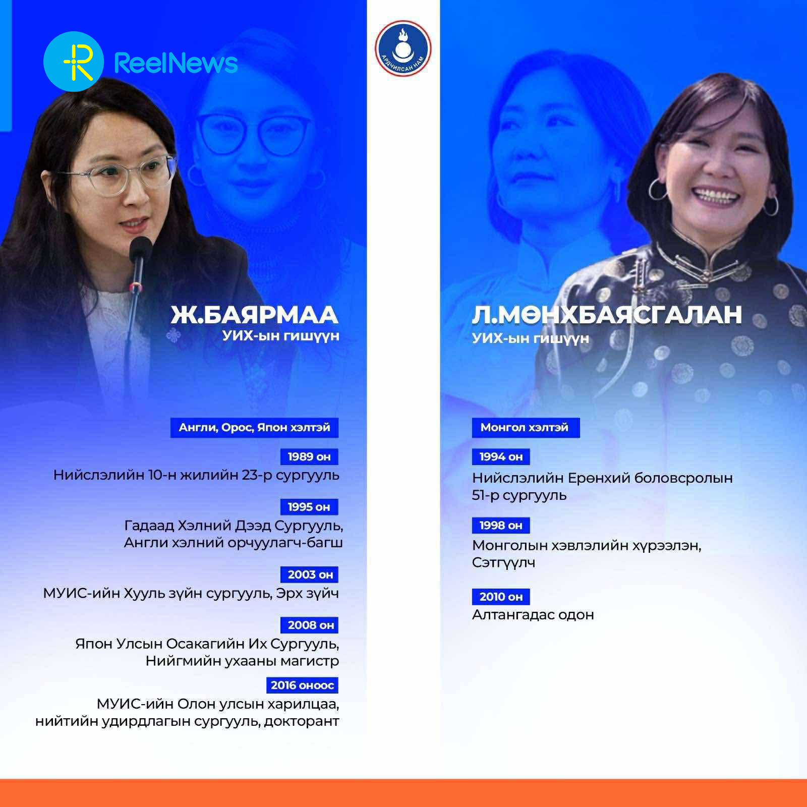 Ардчилсан намын даргад өрсөлдөж буй Ж.Баярмаа VS Л.Мөнхбаясгалан